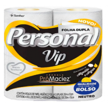 Papel Higiênico Personal Vip Folha Dupla 4 Rolos 20m